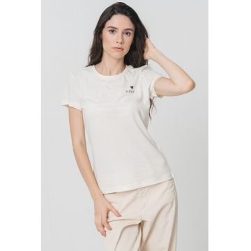 Tricou din bumbac cu decolteu la baza gatului Loa