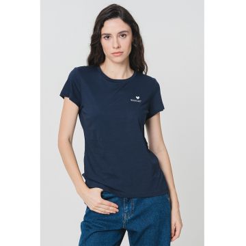 Tricou din bumbac cu decolteu la baza gatului Loa
