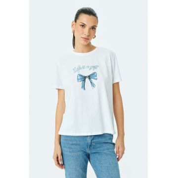 Tricou din bumbac cu imprimeu cu funda