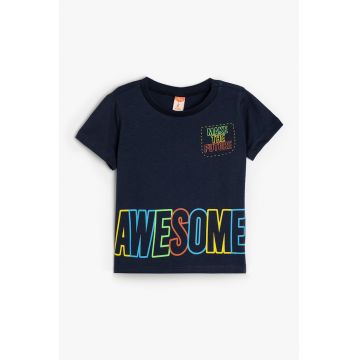 Tricou din bumbac cu imprimeu text