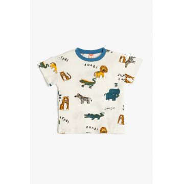 Tricou din bumbac cu model animale