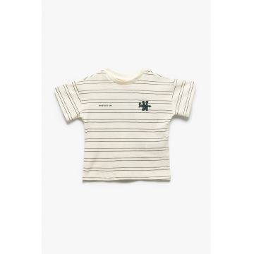 Tricou din bumbac cu model in dungi