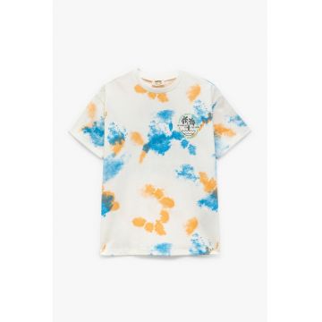 Tricou din bumbac cu model tie-dye