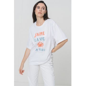 Tricou lejer cu design text Welby