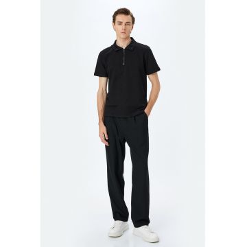 Tricou polo cu fenta cu fermoar
