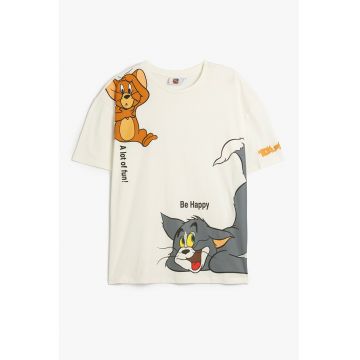 Tricou supradimensionat cu imprimeu Tom&Jerry