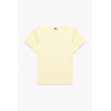 Tricou uni cu decolteu rotund