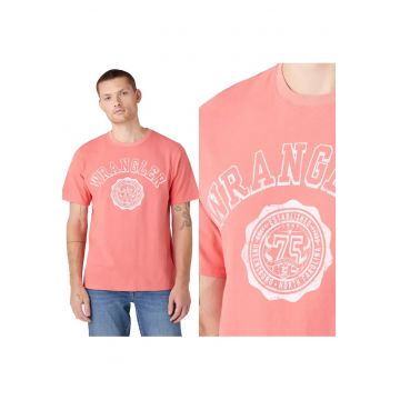 Tricou Barbati -  Collegiate Tee - Regular Fit - Fason Simplu - 100% Bumbac - Confortabil - Respirabil - Ideal Pentru Zi Cu Zi - Marimea XL - Roz