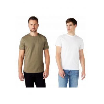 Tricou Barbati -  Ss 2 Pack Tee - Regular Fit - 100% Bumbac - Confortabil - Respirabil - Set De 2 Bucati - Material Durabil - Ideal Pentru Zi Cu Zi - Marimea 2XL - Oliv