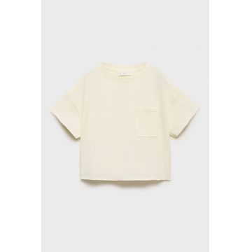 Tricou crop cu buzunar pe piept