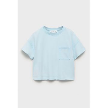 Tricou crop cu buzunar pe piept