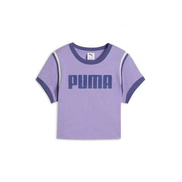 Tricou crop cu imprimeu logo