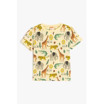 Tricou cu decolteu la baza gatului si imprimeu