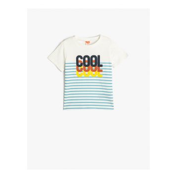 Tricou cu decolteu la baza gatului si imprimeu