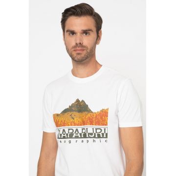Tricou cu imprimeu si decolteu la baza gatului Sett
