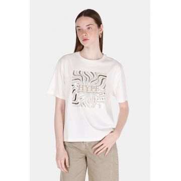 Tricou cu maneci cazute si imprimeu