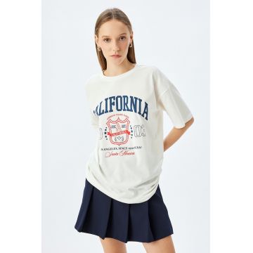 Tricou de bumbac cu maneci cazute