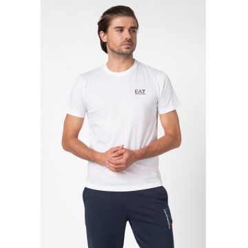 Tricou din bumbac cu decolteu la baza gatului
