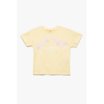 Tricou din bumbac cu imprimeu text