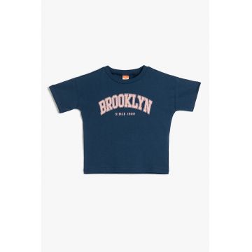 Tricou din bumbac cu imprimeu text