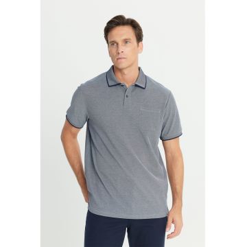 Tricou polo din material pique cu buzunar pe piept