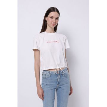 Tricou regular-fit cu terminatie cu snur