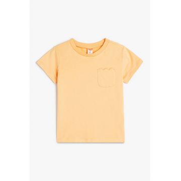 Tricou uni cu decolteu rotund si buzunar pe piept