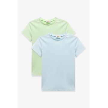 Set de tricouri din bumbac cu decolteu la baza gatului - 2 piese