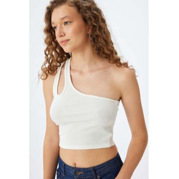 Top crop cu decolteu asimetric