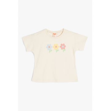 Tricou cu broderie florala