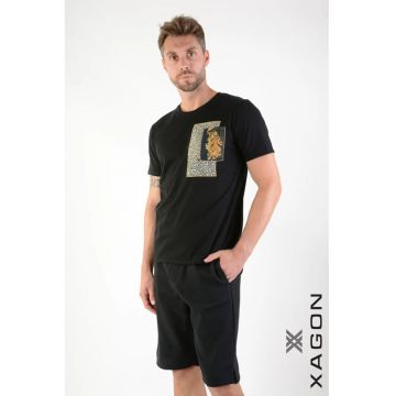 Tricou cu buzunar frontal cu animal print