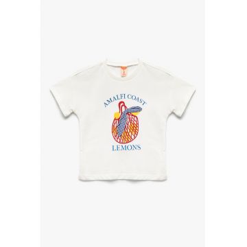 Tricou cu detalii brodate si imprimeu text