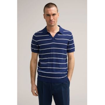 Tricou cu guler polo si print stripes