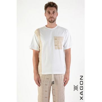 Tricou cu guler rotund și buzunar frontal 2ZUK400