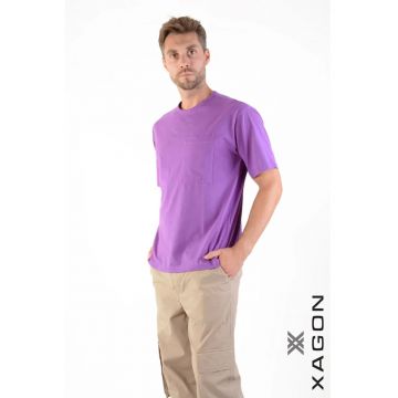 Tricou cu guler rotund si buzunar frontal 2Z87OVE
