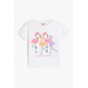 Tricou cu imprimeu flamingo