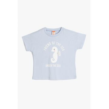 Tricou cu maneci cazute si imprimeu