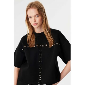 Tricou cu maneci cazute si tinte decorative