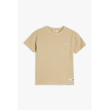 Tricou de bumbac cu buzunar pe piept
