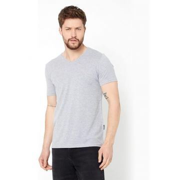 Tricou din bumbac cu decolteu in V
