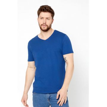 Tricou din bumbac cu decolteu in V