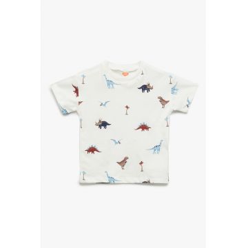 Tricou din bumbac cu imprimeu cu dinozaur