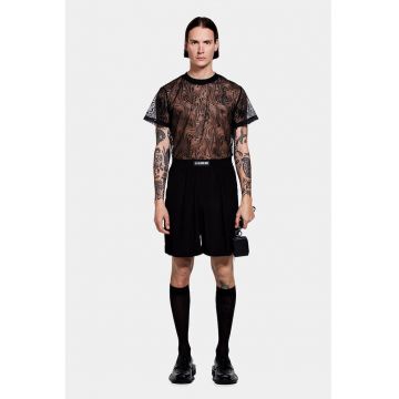 Tricou din dantela cu croiala dreapta