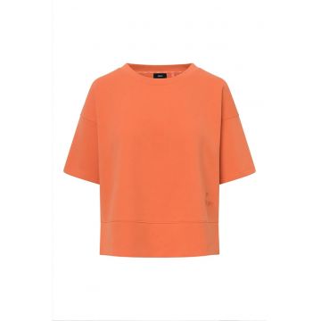 Tricou oversize crop cu detaliu tip logo