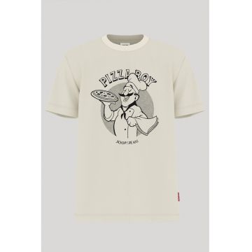 Tricou oversize cu guler rotund și print frontal