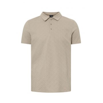 Tricou polo texturat cu nasturi frontali