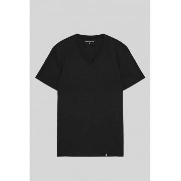 Tricou regular fit cu guler in V
