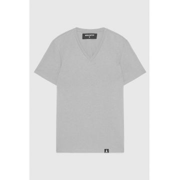 Tricou regular fit cu guler in V
