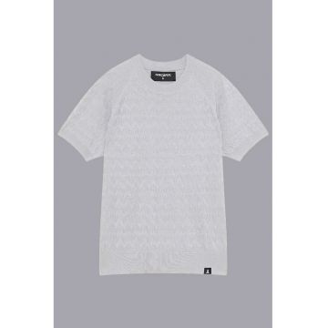 Tricou regular fit cu guler rotund si material texturat