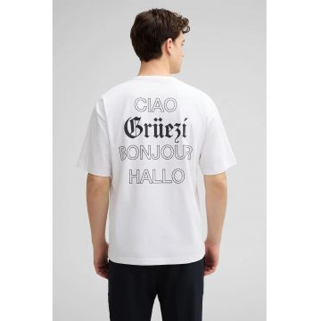 Tricou regular fit cu print logo frontal